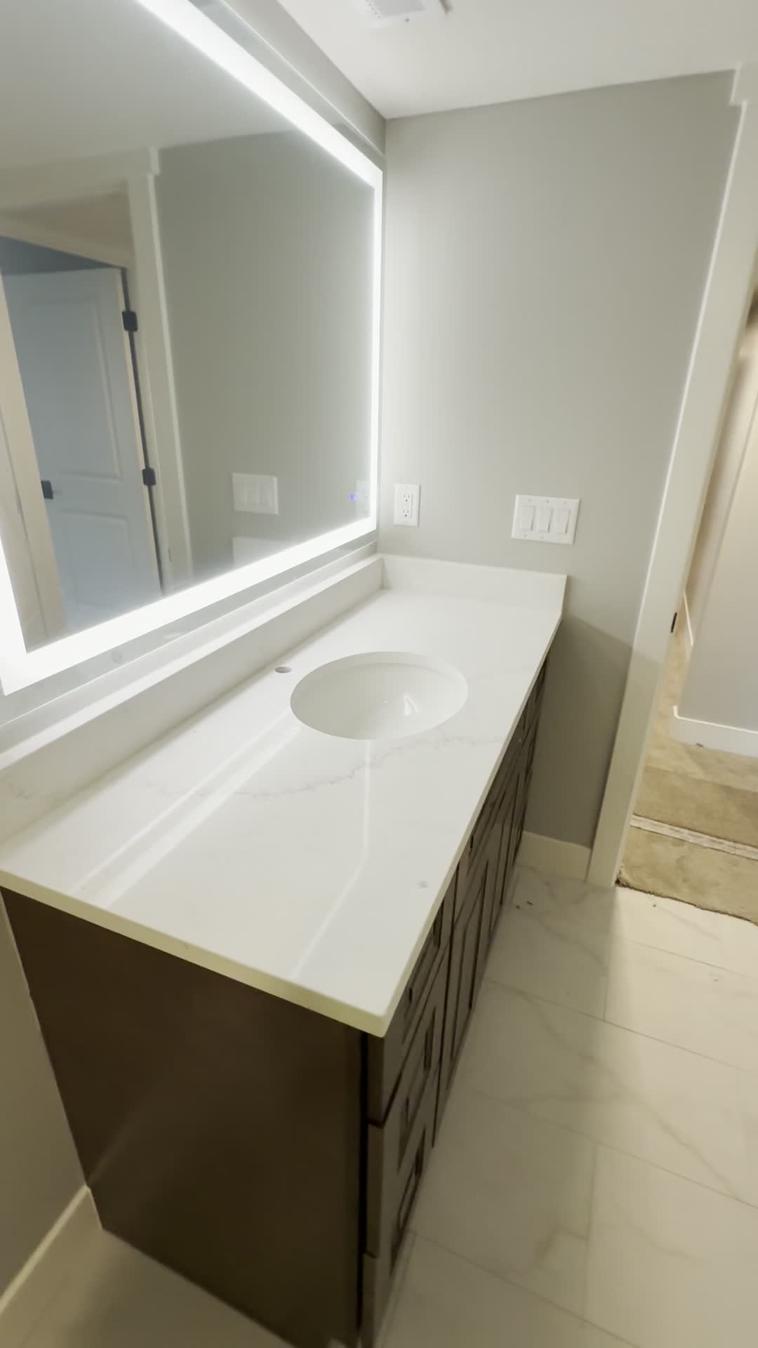 Bathroom remodel with vanity and tub